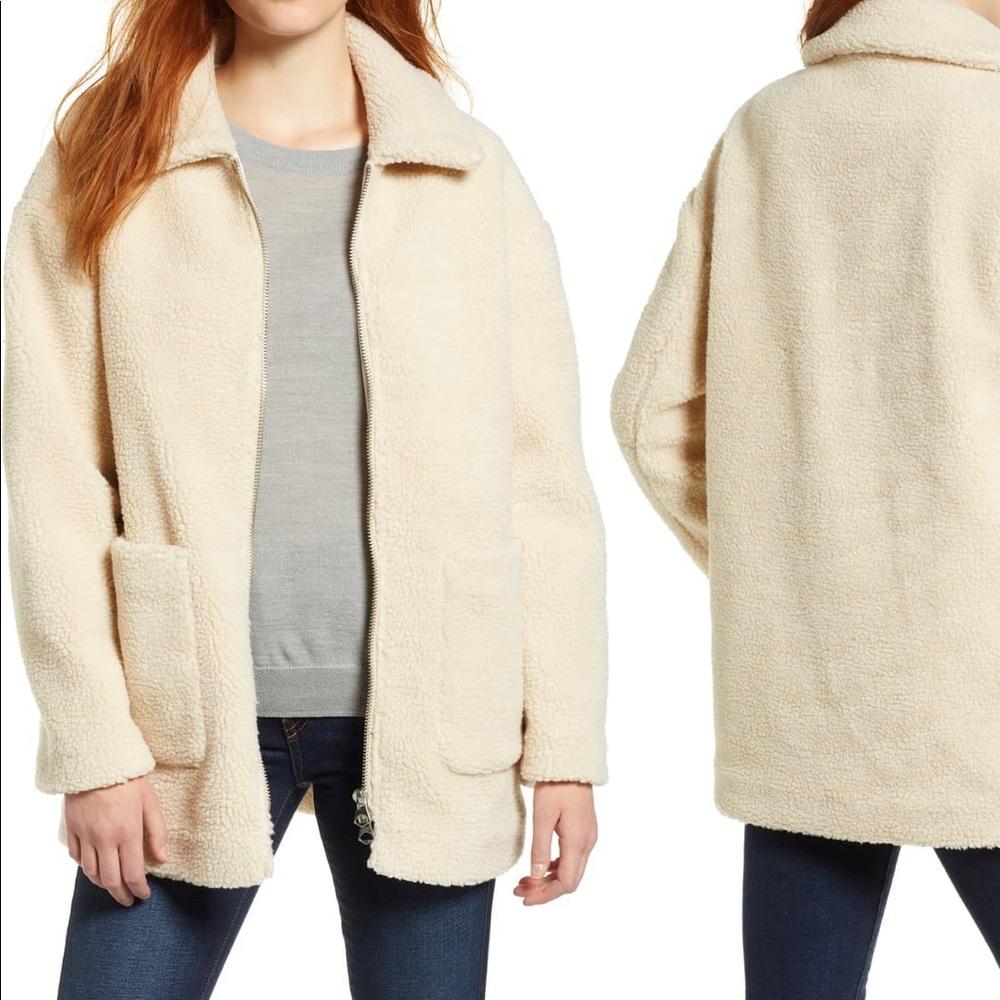 Halogen zip front Teddy Coat